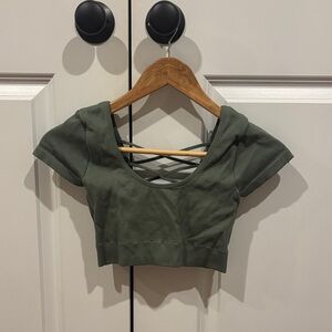 Aerie Forest Green Ribbed Crop Top